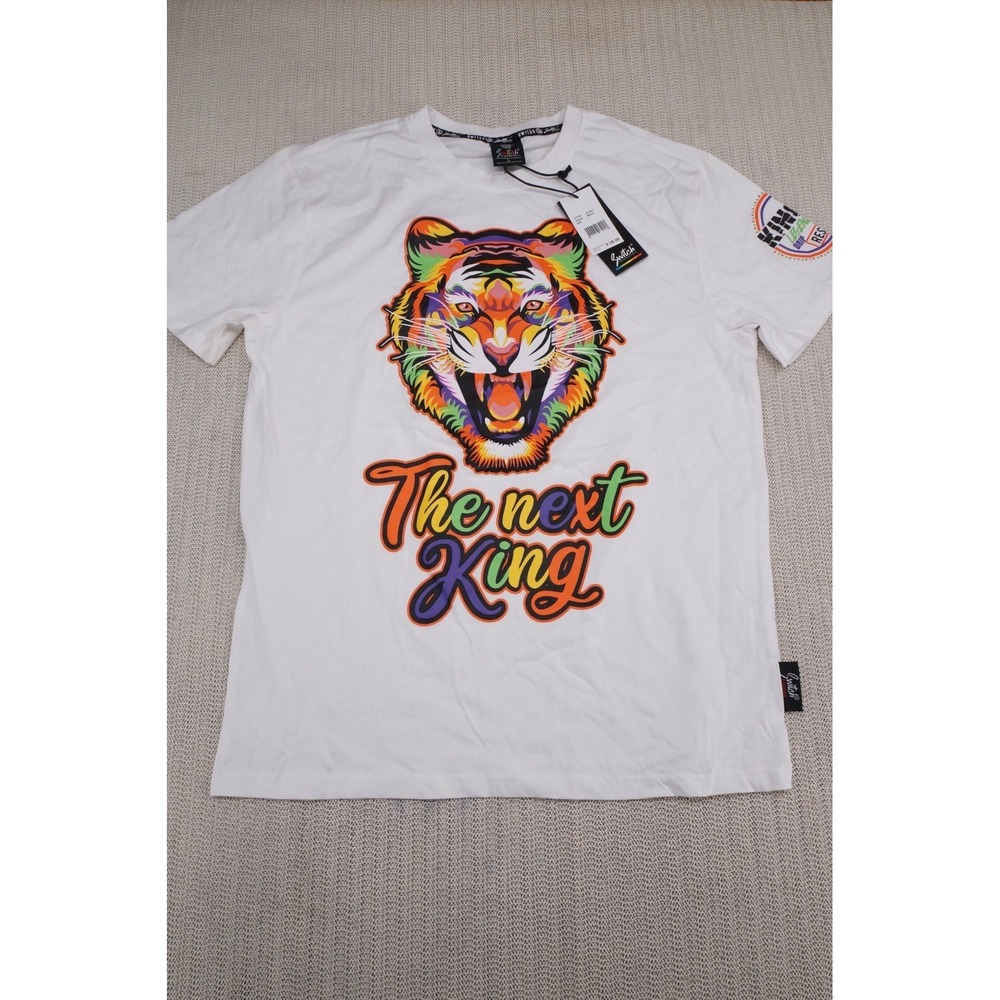 Switch Remarkable Shirt Mens Large White Tiger King Graphic Hip Hop Streetwear